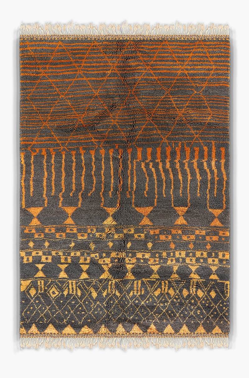 Tapis Berbère En Laine Noir Cuivré