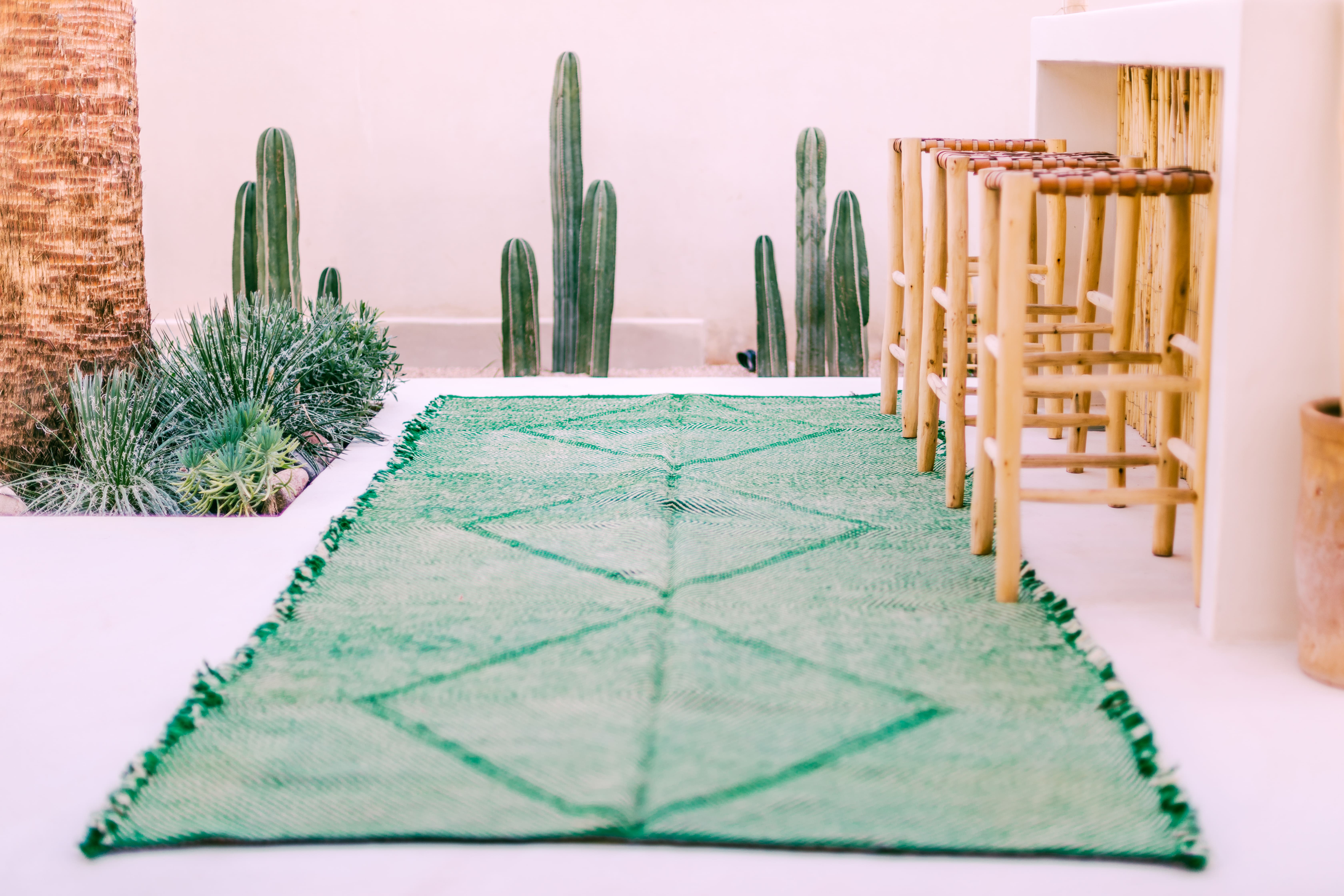 Dark green Zanafi kilim hallway rug