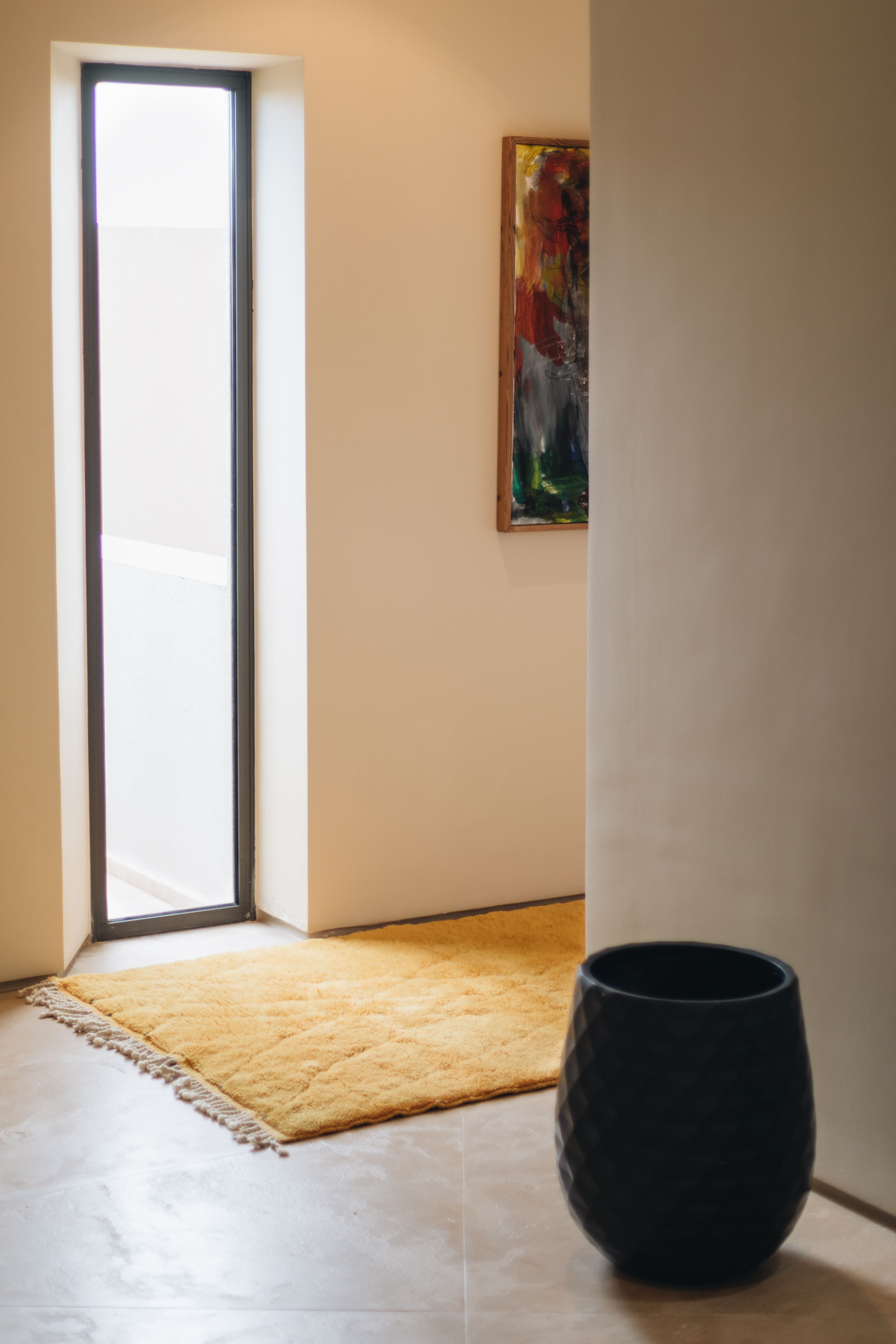 Berber rug inlaid with yellow bee hive